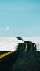 Preview wallpaper road, snow, landscape, hilly, winding