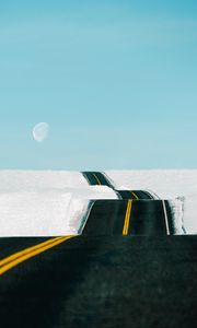 Preview wallpaper road, snow, landscape, hilly, winding