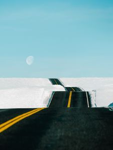 Preview wallpaper road, snow, landscape, hilly, winding