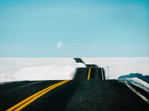 Preview wallpaper road, snow, landscape, hilly, winding