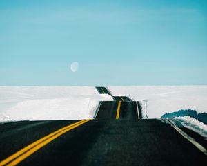 Preview wallpaper road, snow, landscape, hilly, winding