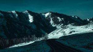 Preview wallpaper road, snow, mountains, snowy