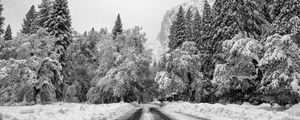 Preview wallpaper road, snow, winter, mountain, valley