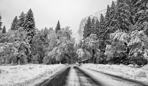 Preview wallpaper road, snow, winter, mountain, valley