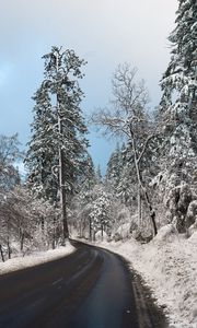 Preview wallpaper road, snow, winter, turn, valley, landscape