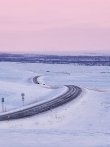 Preview wallpaper road, snow, winter, landscape, snowy