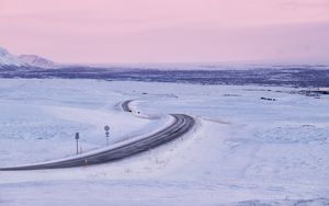 Preview wallpaper road, snow, winter, landscape, snowy