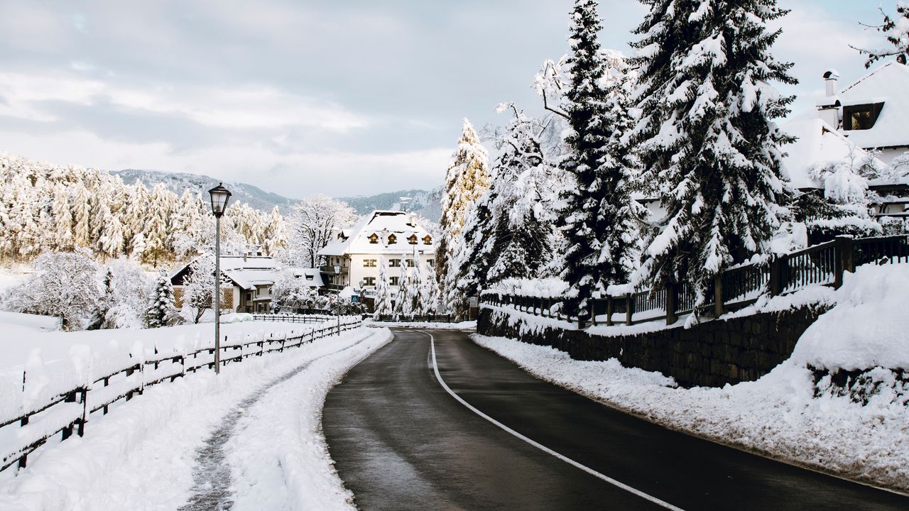 Wallpaper road, snow, winter, nature