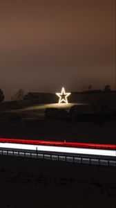 Preview wallpaper road, star, glow, decoration, night
