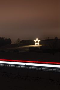 Preview wallpaper road, star, glow, decoration, night