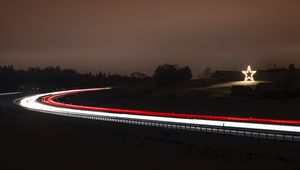 Preview wallpaper road, star, glow, decoration, night