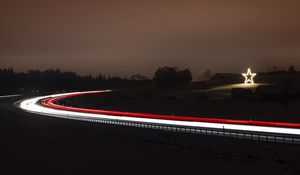 Preview wallpaper road, star, glow, decoration, night