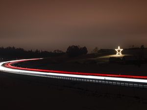 Preview wallpaper road, star, glow, decoration, night