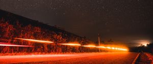 Preview wallpaper road, starry sky, night, direction