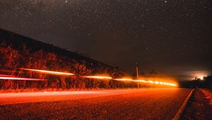 Preview wallpaper road, starry sky, night, direction