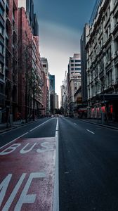 Preview wallpaper road, street, asphalt, buildings, city