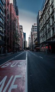 Preview wallpaper road, street, asphalt, buildings, city