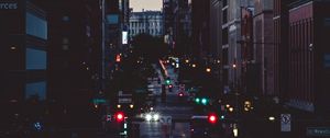 Preview wallpaper road, street, city, dusk, dark