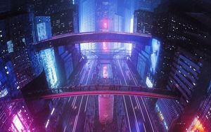 Preview wallpaper road, street, lights, purple, dark