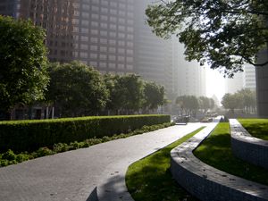 Preview wallpaper road, street, trees, buildings, shadows