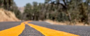 Preview wallpaper road, stripes, asphalt, yellow, blur