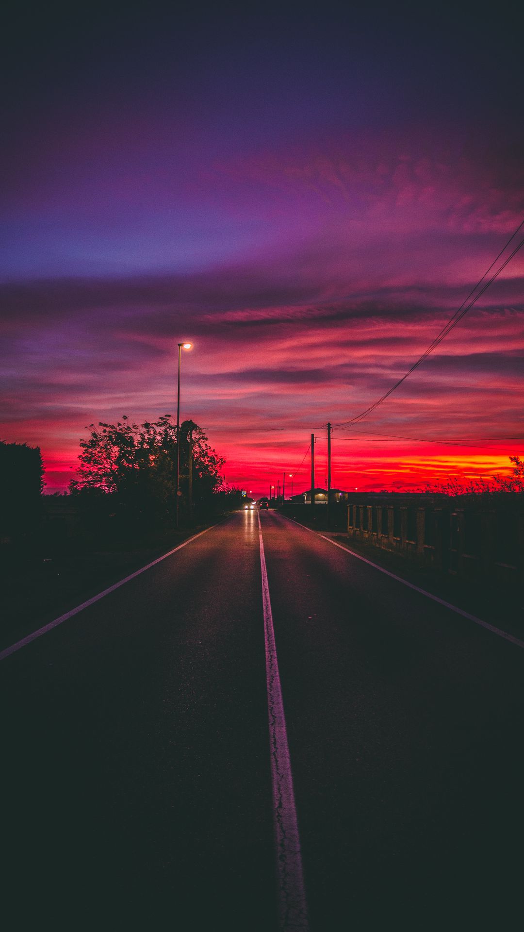 1080x1920 Wallpaper road, sunset, horizon, marking