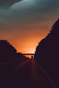 Preview wallpaper road, sunset, movement, clouds, twilight