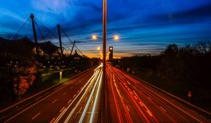 Preview wallpaper road, traffic, light, night