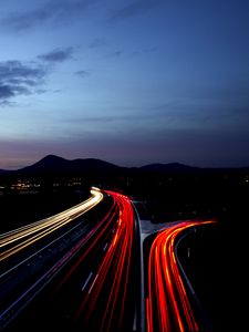 Preview wallpaper road, traffic, light, night