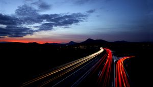 Preview wallpaper road, traffic, light, night