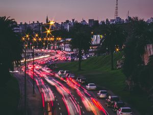 Preview wallpaper road, traffic, long exposure, lights, city, cars