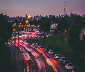 Preview wallpaper road, traffic, long exposure, lights, city, cars