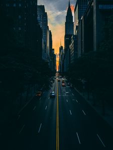 Preview wallpaper road, traffic, skyscrapers, manhattan, new york