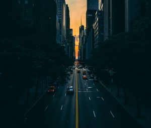 Preview wallpaper road, traffic, skyscrapers, manhattan, new york