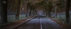 Preview wallpaper road, trees, alley, car, autumn