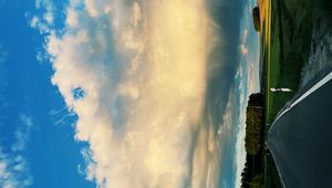 Preview wallpaper road, trees, clouds, nature