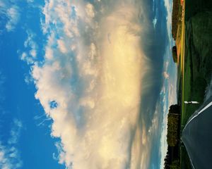 Preview wallpaper road, trees, clouds, nature