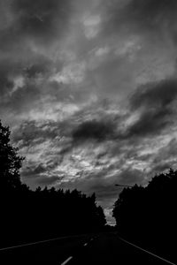 Preview wallpaper road, trees, dark, turn, bw