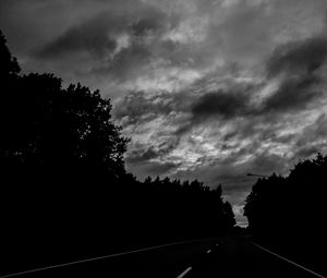 Preview wallpaper road, trees, dark, turn, bw