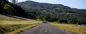 Preview wallpaper road, trees, hill, nature, landscape