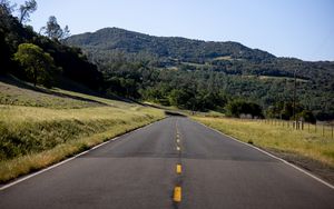 Preview wallpaper road, trees, hill, nature, landscape