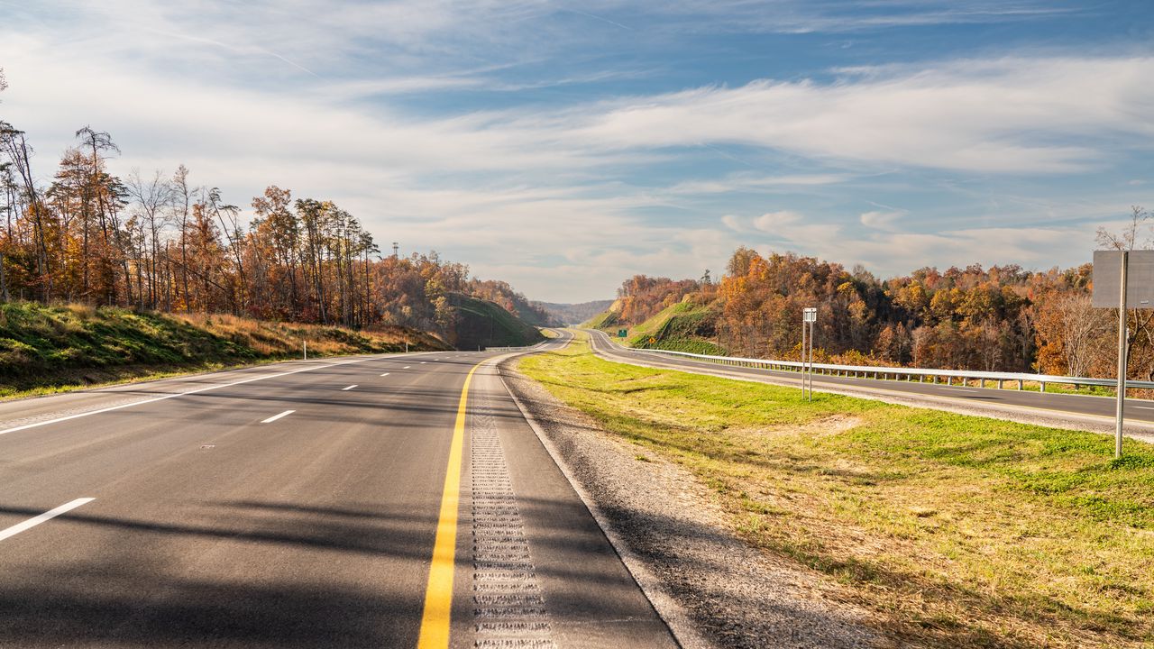 Wallpaper road, trees, horizon, landscape, nature
