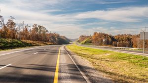 Preview wallpaper road, trees, horizon, landscape, nature