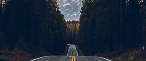 Preview wallpaper road, trees, mountain, peak, nature