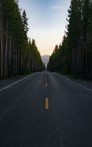 Preview wallpaper road, trees, mountain, peak, nature