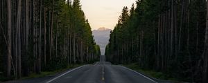 Preview wallpaper road, trees, mountain, peak, nature