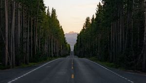 Preview wallpaper road, trees, mountain, peak, nature