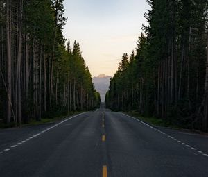 Preview wallpaper road, trees, mountain, peak, nature