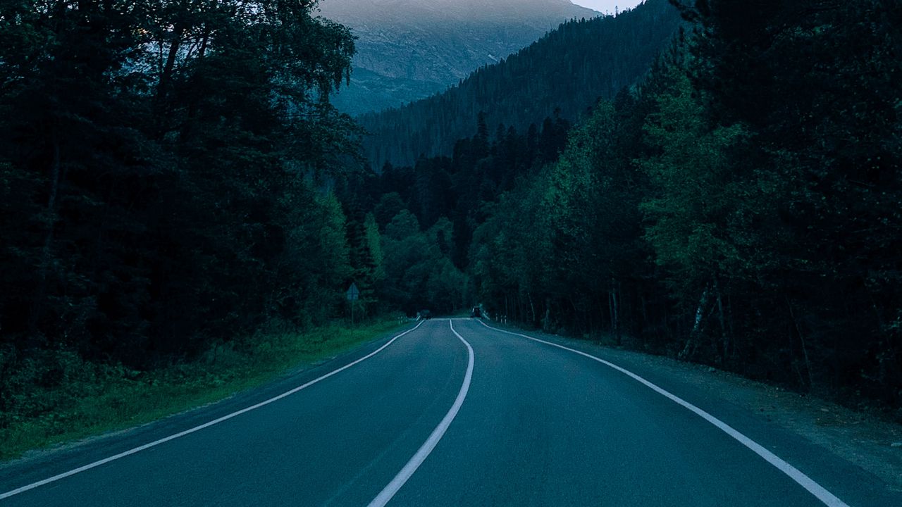 Wallpaper road, trees, mountain, nature
