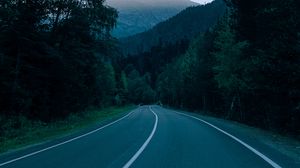 Preview wallpaper road, trees, mountain, nature